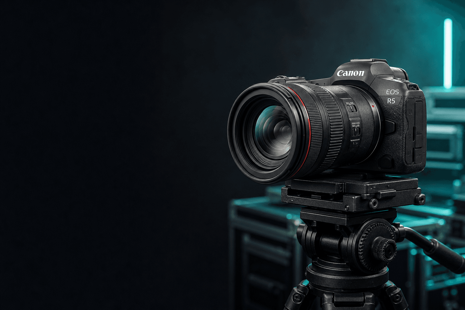 Professional cinema camera and media production equipment in a studio